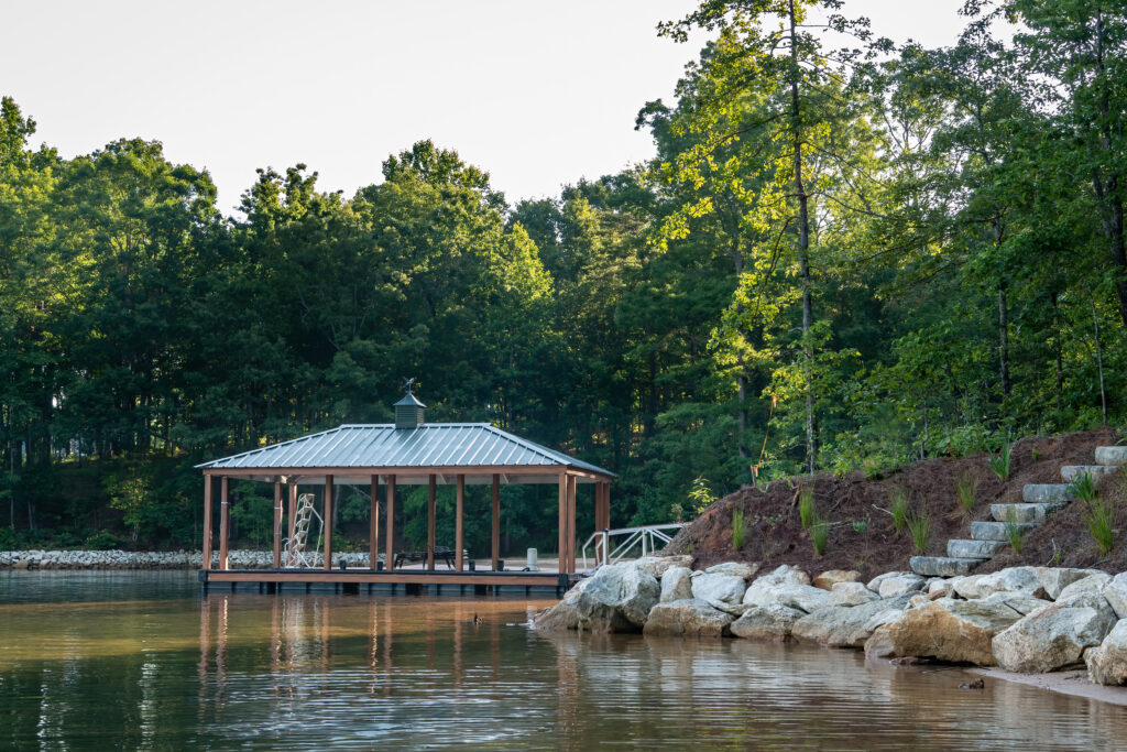 A boat dock on a llake hartwell, Anderson SC